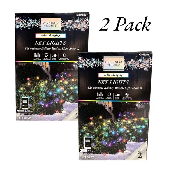 2 Pack Gemmy Orchestra of Lights LED Net Lights Multicolor Color Changing - Picture 1 of 6